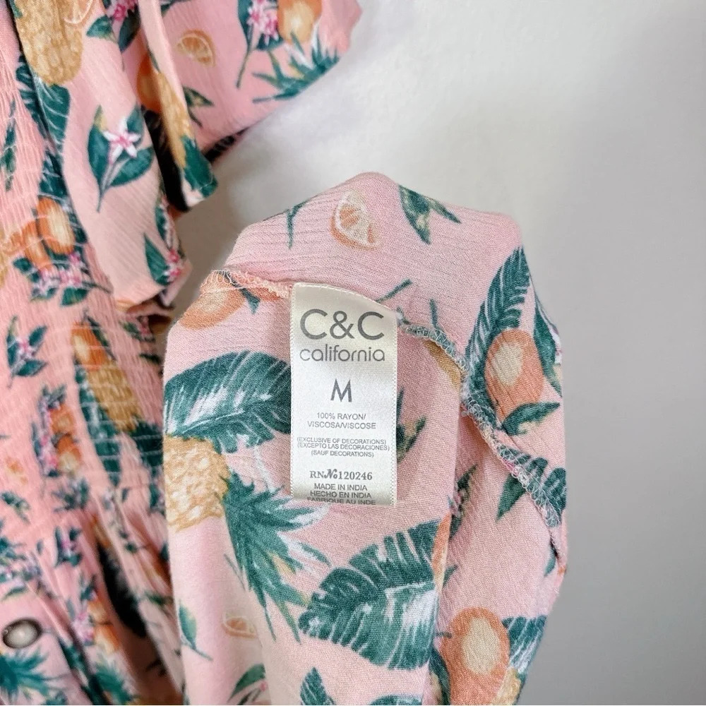 C&C California Womens Size Medium Floral Mock Summer Dress - Picture 10 of 14